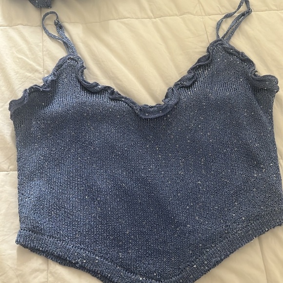 IRIS TWO PIECE TOP - BLUE : CORNFLOWER BLUE - S / BLUE - Picture 3 of 4